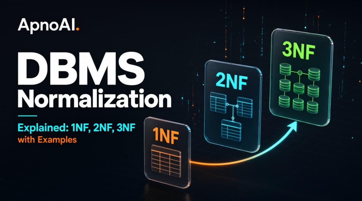 DBMS Normalization Explained: 1NF, 2NF, 3NF with Examples